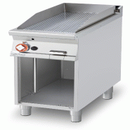 Redcook Plan de cuisson à gaz chromé rayé SUPERCHROME (approuvé par Moca). Structure en acier inoxydable. Dimensions 40x90 h90 cm. Modèle FTR-94G