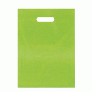 Sac plastique à poignées découpées - vert anis - 35x45+4cm - par 100 - Polyethylene basse densité