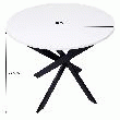 SKRAUT HOME - TABLE à MANGER RONDE FIXE, MODèLE ZEN, 90X90X77CM, POUR 4 CONVIVES, COULEUR BLANC MAT, PIEDS MéTALLIQUES COULEUR NOIR LAQUé MAT