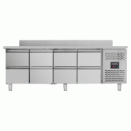 Vaiotec EASYLINE Table réfrigérée 700 / 8 tiroirs avec rebord - Monobloc - inox GNH4280TN-PT