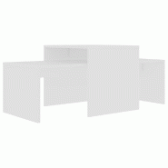VidaXL Ensemble de tables basses Blanc 100x48x40 cm bois d’ingénierie Modèle Atlas Office Pro Métal - 802912