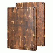 XinZuo - Planche à découper en bois d'acacia 49x36x3,8 cm avec pieds antidérapants et rigole à jus - multicolore Bois manufacturé XHCB-XSM-05
