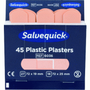 6 sets Cederroth Salvequick Plastic pansement (45 pièces) marron , Recharge - 1009036