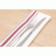 Boîte de 10 serviettes de table bistro - rayures bordeaux - polyester - 560mm x 460mm Boîte de 10 serviettes de table bistro - rayures bordeaux - polyester - 560mm x 460mm