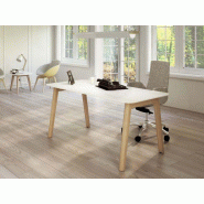 Bureau individuel - 140/160 x 70 cm - pieds en bois massif de hêtre naturel laqué - Carbone Wood - Garantie 3 ans Bureau individuel - 140/160 x 70 cm - pieds en bois massif de hêtre naturel laqué - Carbone Wood - Garantie 3 ans