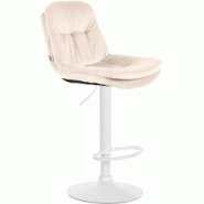 CLP Tabouret de bar Laurel velours Crème/Métal blanc mat - beige textile 323964 CLP Tabouret de bar Laurel velours Crème/Métal blanc mat - beige textile 323964