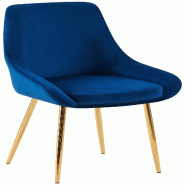 Décoshop26 - Chaise de salle à manger élégance confort design moderne en velours bleu foncé structure métallique doré 10_0007144 - bleu métal