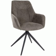 Décoshop26 - Chaise de salle à manger pivotant avec accoudoirs x1 en tissu gris foncé et piètement en métal noir 10_0002043 - gris 3000250804769 Décoshop26 - Chaise de salle à manger pivotant avec accoudoirs x1 en tissu gris foncé et piètement en métal noir 10_0002043 - gris 3000250804769