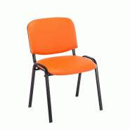 Décoshop26 - Chaise visiteur assise rembourrée en synthétique orange BUR10074 - 3000214878690