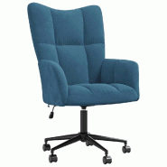 Décoshop26 - Fauteuil lounge chaise de canapé sur roulettes design moderne en velours bleu DEC026650 - bleu 3000255937363