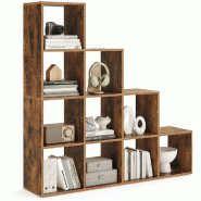 Helloshop26 - Étagère escalier 129,5 x 29 x 129,5 cm meuble de rangement 6 compartiments pour bibliothèque salon chambre blanc 12_0005762 - 3000223_0