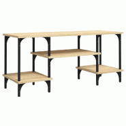 Helloshop26 - Meuble TV élégant avec 3 étagères et pieds en métal 102 x 35 x 45 cm en bois d'ingénierie chêne sonoma 02_0048531 - métal 3000235328600