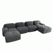 Merax Canapé modulaire en corde 4 places avec 2 tabourets, canapé nuage sans cadre, près du sol avec assise profonde, peut également être utilis�
