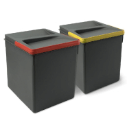 Poubelles pour tiroir de cuisine Recycle Emuca - 2 x 15 litres - Hauteur 266 mm - Gris anthracite Poubelles pour tiroir de cuisine Recycle Emuca - 2 x 15 litres - Hauteur 266 mm - Gris anthracite