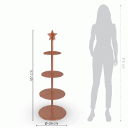 Présentoir rond 3 niveaux modulables métal cuivre Ø49 H 127 cm