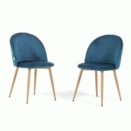 RATTATAN Lot de 2 chaises en velours avec pieds en métal, design élégant pour cuisine, salle à manger, bar ou restaurant – Sara – Bleu/Effet b RATTATAN Lot de 2 chaises en velours avec pieds en métal, design élégant pour cuisine, salle à manger, bar ou restaurant – Sara – Bleu/Effet b