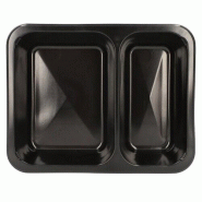 Starpak 500 barquettes pour micro-ondes, PP 2 compartiments 1205 ml barquettes repas noires - noir plastique polypropylène 88434