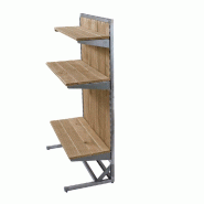 Structure gondole Westside - simple face 90x45x145cm - cadre métal vieilli et pin massif finition miel