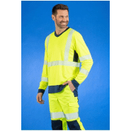 Tee-shirt col V manches longues Visio haute visibilité classe 2 - TSVLHVVSJNMN-DM01_0