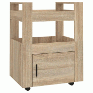 VidaXL Chariot de cuisine Chêne sonoma 60x45x80 cm Bois d'ingénierie - marron Bois manufacturé 816827