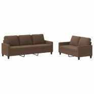 VidaXL Ensemble de canapés 2 pcs avec coussins Marron Tissu Modèle Raffiné Pro - 3201463