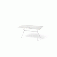 AQA Design Table ORION en métal blanc et MDF L.150 P.80 H.75 MP03157 - blanc Bois manufacturé MP03157