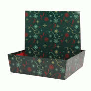 Boite carton carrée empilable "Noël vert" 33x33x10cm - par 10