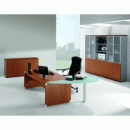 Bureau X time Stop avec convivialité en verre - Quadrifoglio. - Wenge, Gauche, 259_0