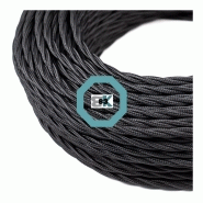 Câble électrique vintage gainé tissus noir - 230 v