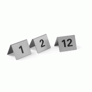 Chevalets de table numérotés, HENDI, Numéros 1-12, 50x35x(H)40mm - inox 663844