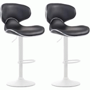 CLP Lot de 2 tabourets de bar Las Vegas V2 similicuir Noir /Blanc - noir polyester 316049 CLP Lot de 2 tabourets de bar Las Vegas V2 similicuir Noir /Blanc - noir polyester 316049