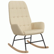 Décoshop26 - Fauteuil à bascule d'allaitement rembourré relax pour salon en tissu crème DEC028911 - beige 3000257117022