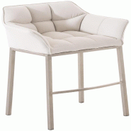 Décoshop26 - Tabouret de bar x1 assise enveloppante capitonnée en tissu blanc avec structure à 4 pieds en acier inoxydable 10_0006607 - blanc inox