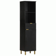 Helloshop26 - Armoire de salle de bain classique rangement compact 38 x 33 x 160 cm en bois massif noir 02_0057724 - 3000240191367
