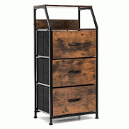 Helloshop26 - Commode haute de rangement 44 x 29,5 x 92 cm avec 3 tiroirs amovibles style rustique en métal brun 20_0019272 - métal 3000232851231