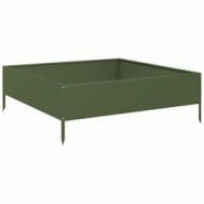 Helloshop26 - Jardinière bac lit surélevé plantes fleurs terrasse jardin de jardin olive 100 x 100 x 33,5 cm acier vert 02_0039853 - 3000218654726 Helloshop26 - Jardinière bac lit surélevé plantes fleurs terrasse jardin de jardin olive 100 x 100 x 33,5 cm acier vert 02_0039853 - 3000218654726