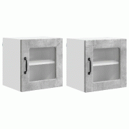 Helloshop26 - Lot de 2 armoires murales de cuisine pratiques 40 x 31 x 40 cm en bois d'ingénierie gris béton 02_0054188 - gris Bois massif 300023833