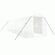 Helloshop26 - Serre tente abri plante fleur légumes avec cadre en acier 16 m² 8 x 2 x 2 m blanc 02_0044551 - blanc acier 3000220213911