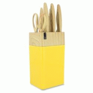 Menastyl - Bloc A Couteaux 6 Pieces En Polypropylene Safran Et Effet Bois - 3256391024652 Menastyl - Bloc A Couteaux 6 Pieces En Polypropylene Safran Et Effet Bois - 3256391024652