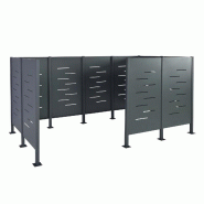Mendler Clôture pour poubelles HWC-J55, Habillage pour poubelles Rangement pour poubelles, 151x326x166 Métal ~ anthracite - gris métal 81200+81201+