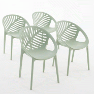 RATTATAN Set de 4 chaises en polypropylène avec fibre de verre empilables pour jardin, bar et restaurant, structure robuste et légère - Vivian - Pi