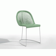 Lot de 2 chaises Guapa en résille de cuir avec pied en arceau métallique Lot de 2 chaises Guapa en résille de cuir avec pied en arceau métallique
