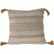 WellHome - Coussin en jute et coton naturel avec rembourrage Tessel de 400gr 45x45cm - beige WH16323_0