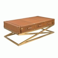 AC ANGEL CERDA Angel Cerdá Table basse rectangulaire en cuir et acier doré 2149C 144 x 78 x 47 - marron fourrure 8435631035282 AC ANGEL CERDA Angel Cerdá Table basse rectangulaire en cuir et acier doré 2149C 144 x 78 x 47 - marron fourrure 8435631035282