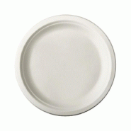 Assiette jetable pulpe de canne 26 cm - Colis de 1000 - 3770032619101