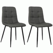 Décoshop26 - Lot de 2 chaises de salle à manger en tissu gris foncé pieds métal noir mat style moderne CDS101104 - gris 3000492269609 Décoshop26 - Lot de 2 chaises de salle à manger en tissu gris foncé pieds métal noir mat style moderne CDS101104 - gris 3000492269609