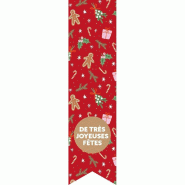 Etiquette cadeau adhésive "Gourmand" rouge 35x135mm - par 200