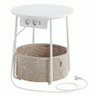 Helloshop26 - Petite table basse ronde table d'appoint avec panier en tissu 45 x 50 cm rangement pour salon chambre table de chevet 12_0006929 - 30002_0