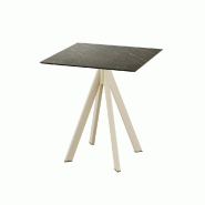 Infinity table de bistrot avec piètement sable + plateau HPL Midnight Marble 70x70 cm