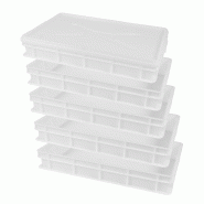 MOLDICA 5 boîtes empilables pour la levée du pain et des pizzas + 1 couvercle, polyéthylène, 60 x 40 x 10, blanc - plastique polypropylène PCOOK5